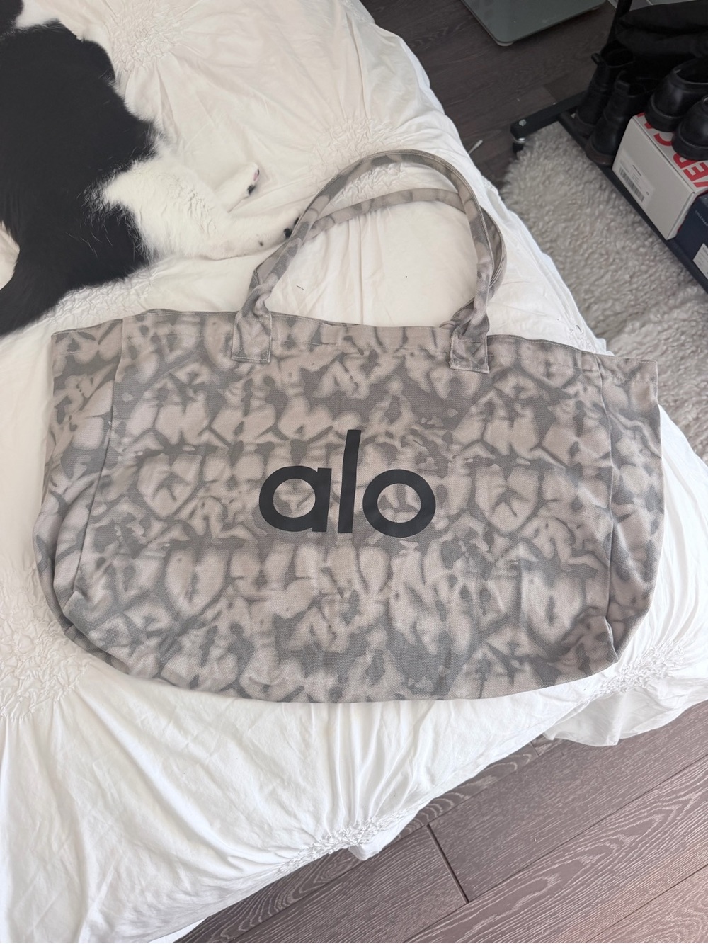 ALO Yoga Gray Tie-Dye Canvas Tote